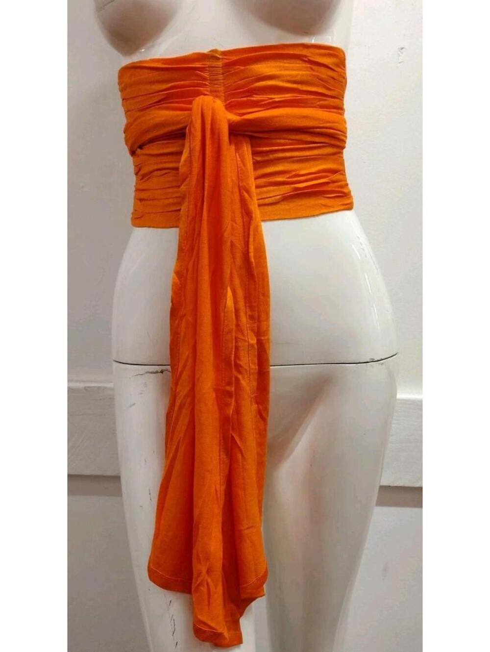 BALI CHIC BELT Orange Rayon Made In India Vintage Wrap Corsetry Bohemian Beach M